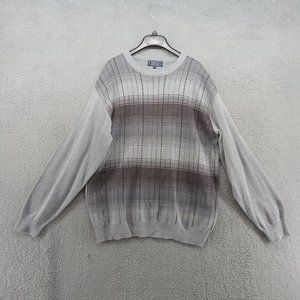 Peletti Sweater Mens 2XL Gray Brown Striped‎ Y2K Oversized Baggy Cotton Blend